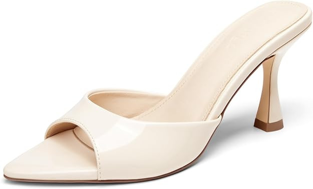 Coutgo Womens Heeled Mules Pointed Peep Toe High Heels Slip On Backless Mule Sandals Dress Shoes | Amazon (US)