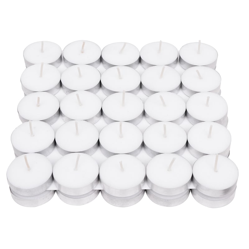 50-Pack White Unscented Tealight Candles | At Home
