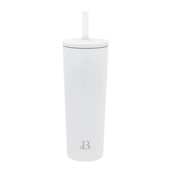 Beautiful 24oz No Drippy Sippy Stainless Steel Tumbler With Straw, White | Walmart (US)