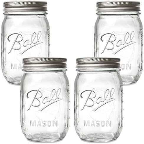 Ball Regular Mouth Mason Jars with Lids and Bands, 16-Ounces (4-Pack) | Amazon (US)