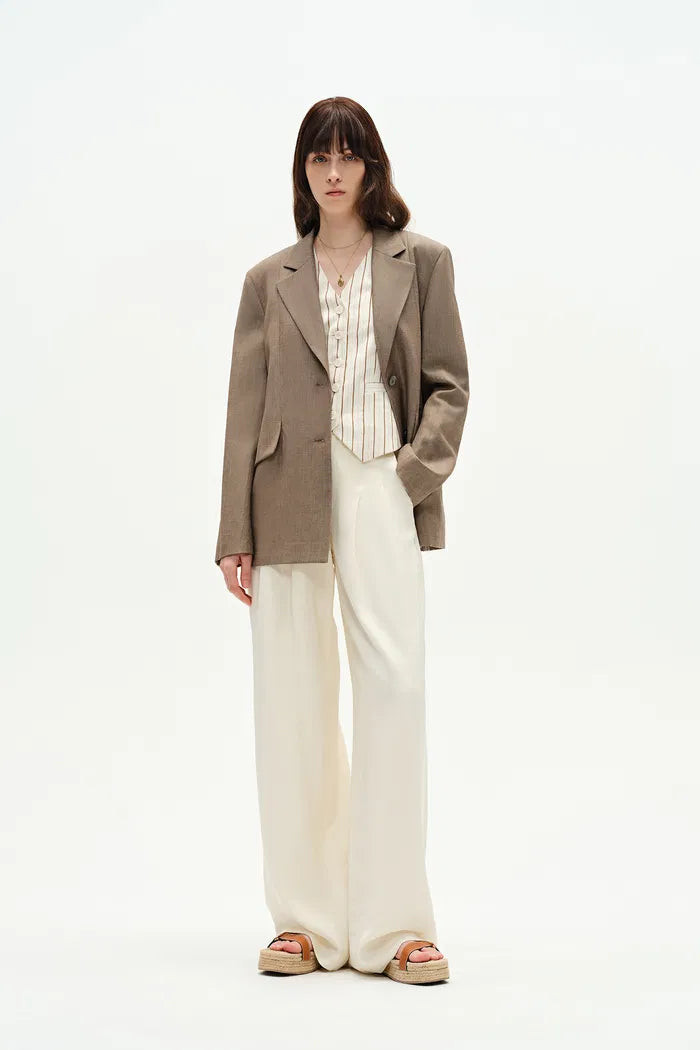 Graf Beige Blonde Suit Jacket in Linen Wool | Fabrique