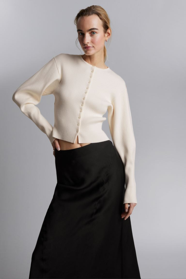 Fitted Rib-Knit Cardigan | H&M (UK, MY, IN, SG, PH, TW, HK)