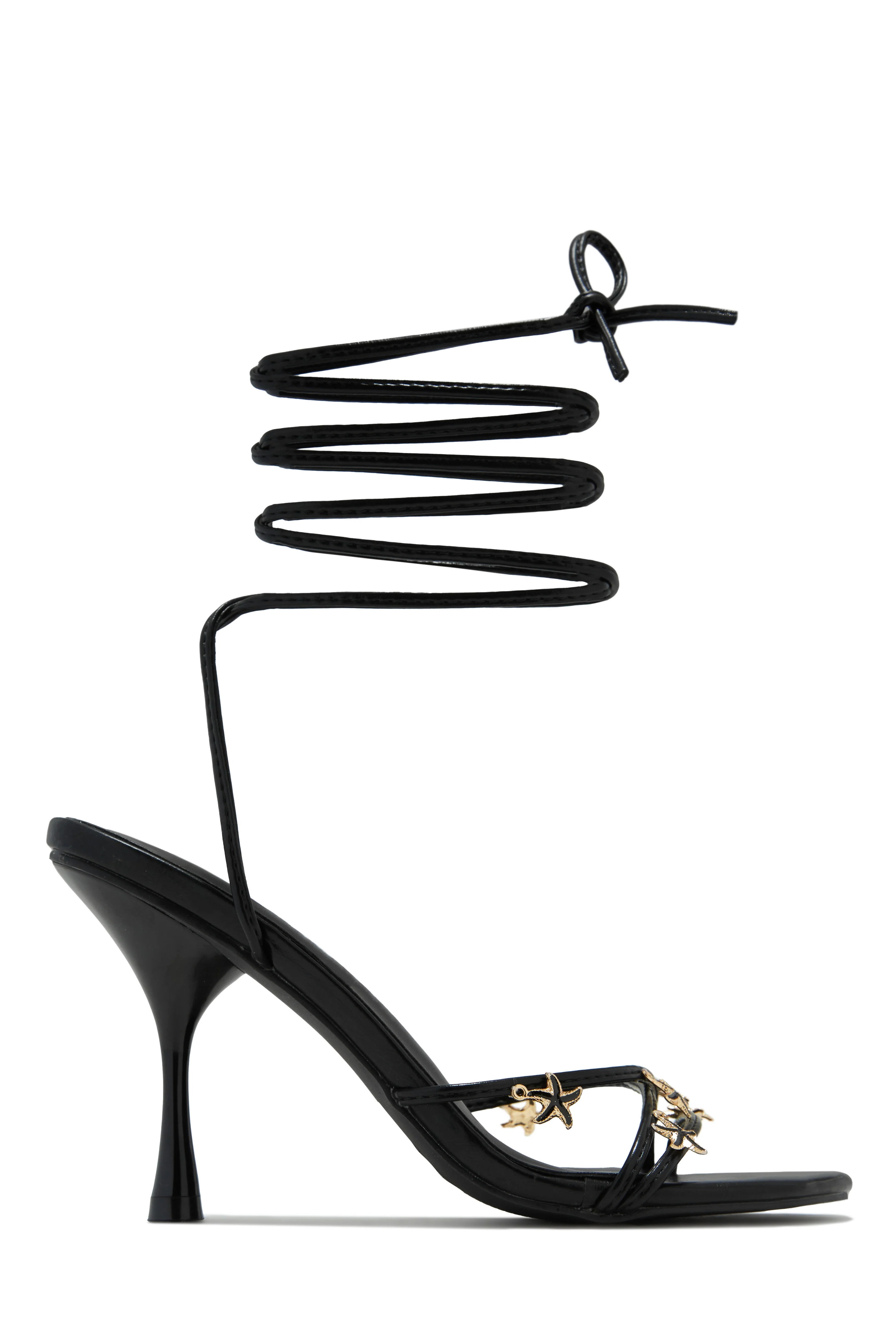 Nalani Lace Up Heels - Black 5.5 / Black | MISS LOLA
