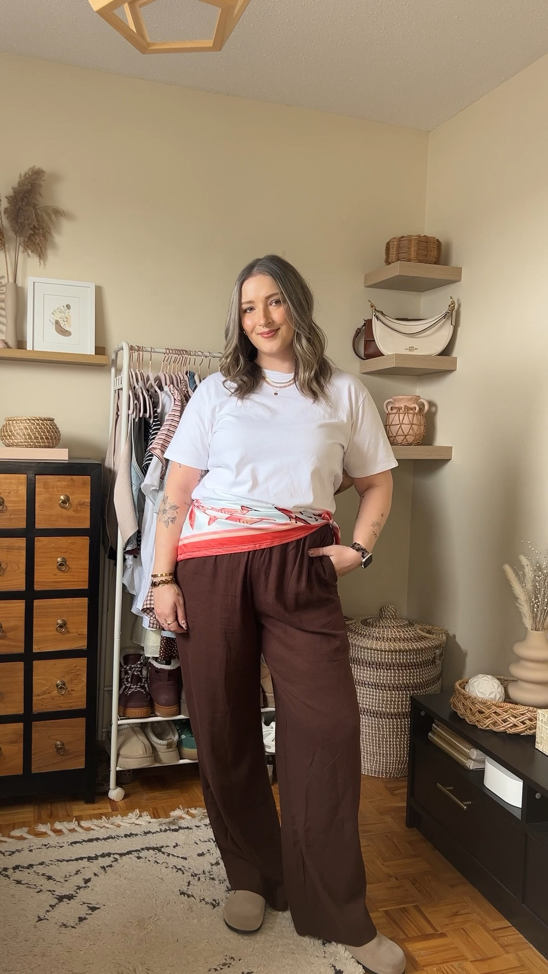 Easy spring outfit! Wearing L tall (I’m 5’8) in the brown linen pants and L in the tee. The silky scarf is so fun and on trend for spring! Canadian Old Navy links are under “similar products”


#LTKsale #LTKstyletip #LTKmidsize