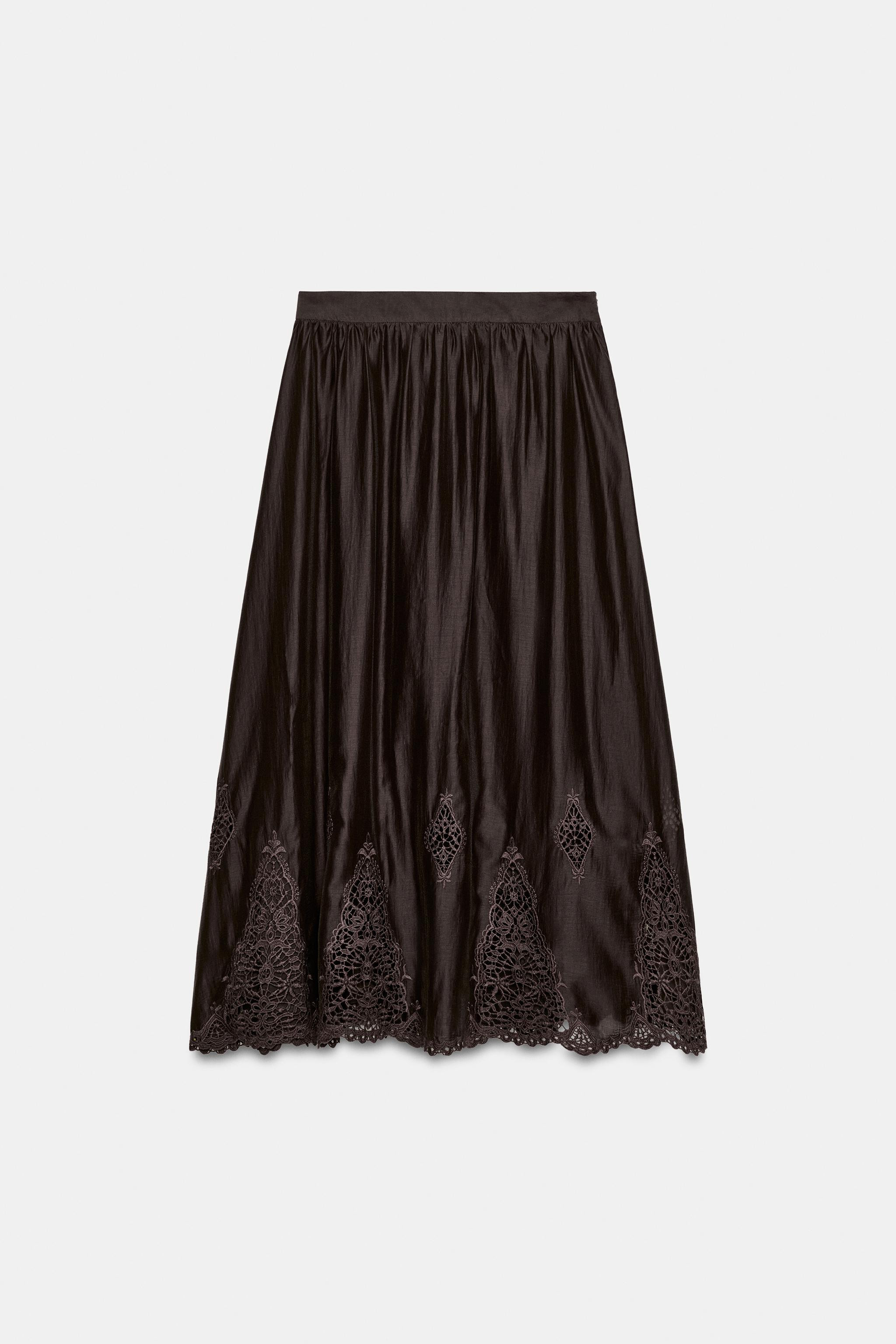 EMBROIDERED VOLUMINOUS MIDI SKIRT | Zara UK