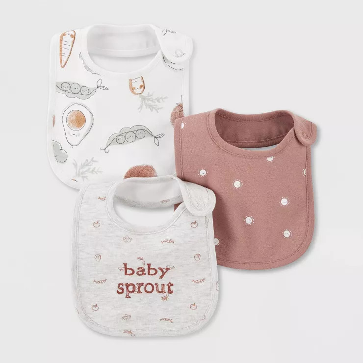 Carter's Just One You® Baby 3pk Veggies Bib - Brown | Target