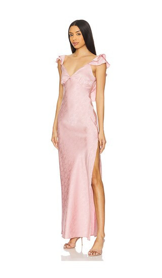 MORE TO COME Becky Ruffle Maxi Dress in Blush. - size M | Revolve Clothing (Global)