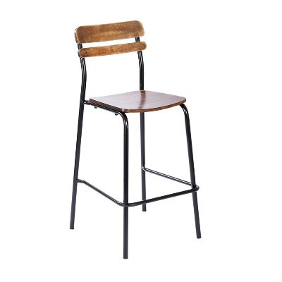 Flash Furniture Cyprus Commercial Grade Solid Wood Bar Stool with Black Metal Frame and Antique Copper Finish | Target