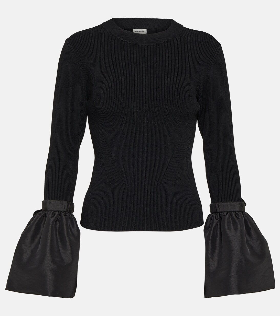 SimkhaiAgata taffeta-trimmed ribbed-knit top | Mytheresa (UK)
