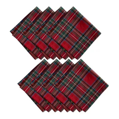 Elrene Stowe Tartan Holiday Plaid Cotton Napkins, Set of 8 | Belk
