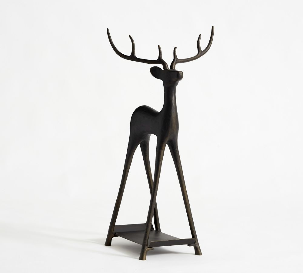 Sculpted Reindeer Fireplace Log Holder | Pottery Barn (US)