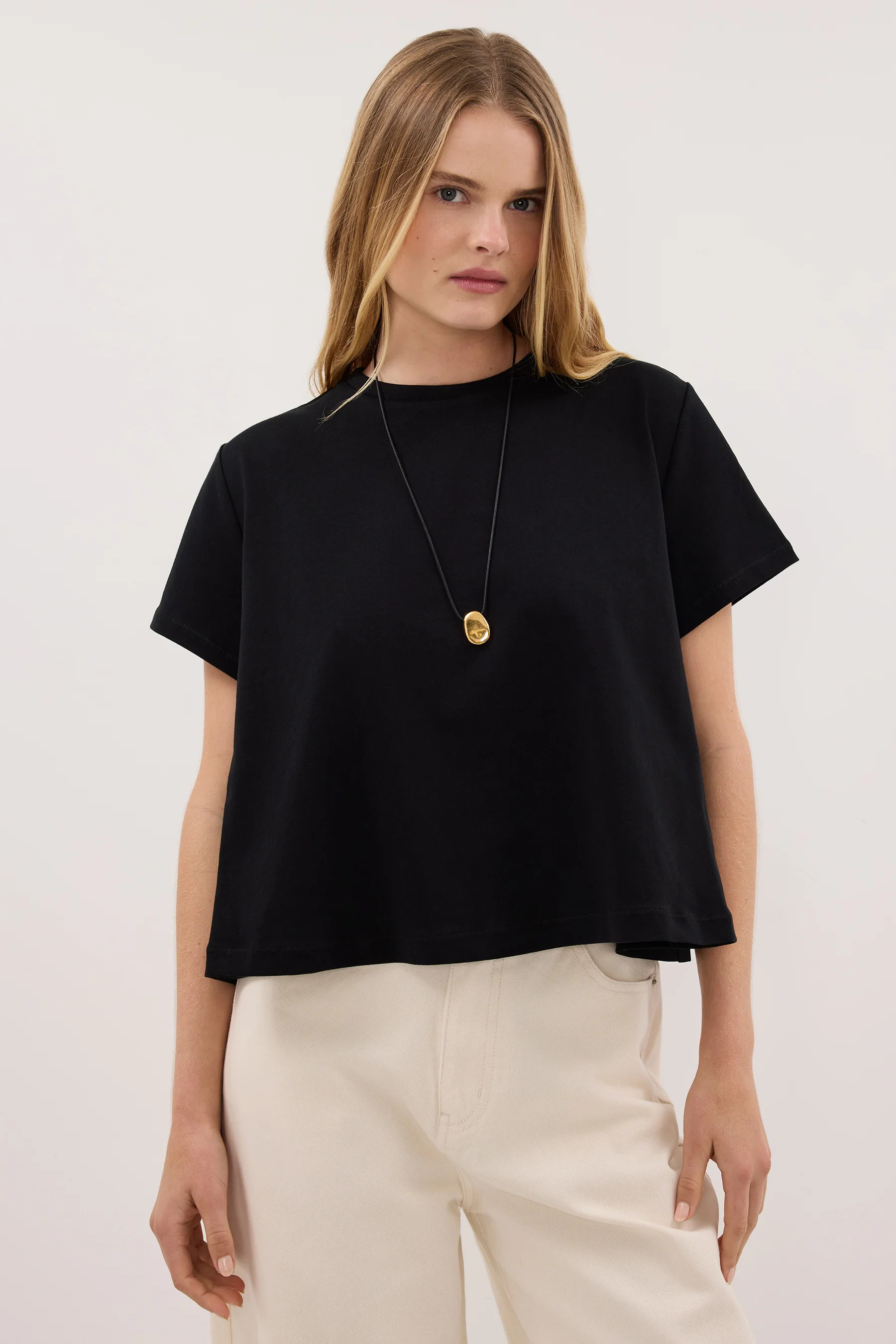 TATUM BLACK COTTON TEE | DISSH