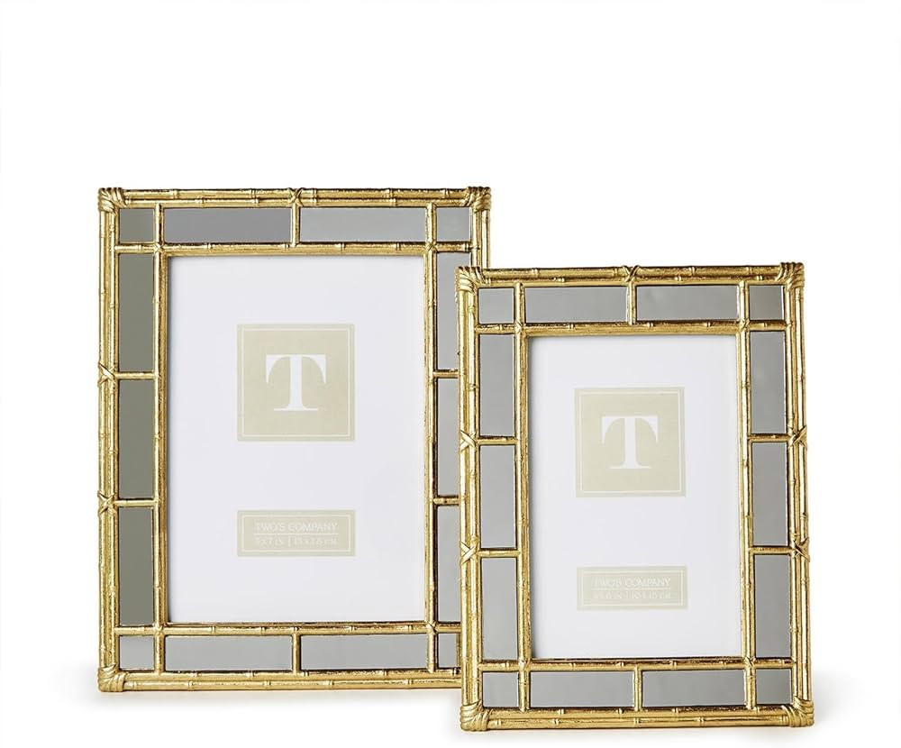 Two's Company Bamboo Design Gold Photo Frames, Resin, Set of 2 | Amazon (US)