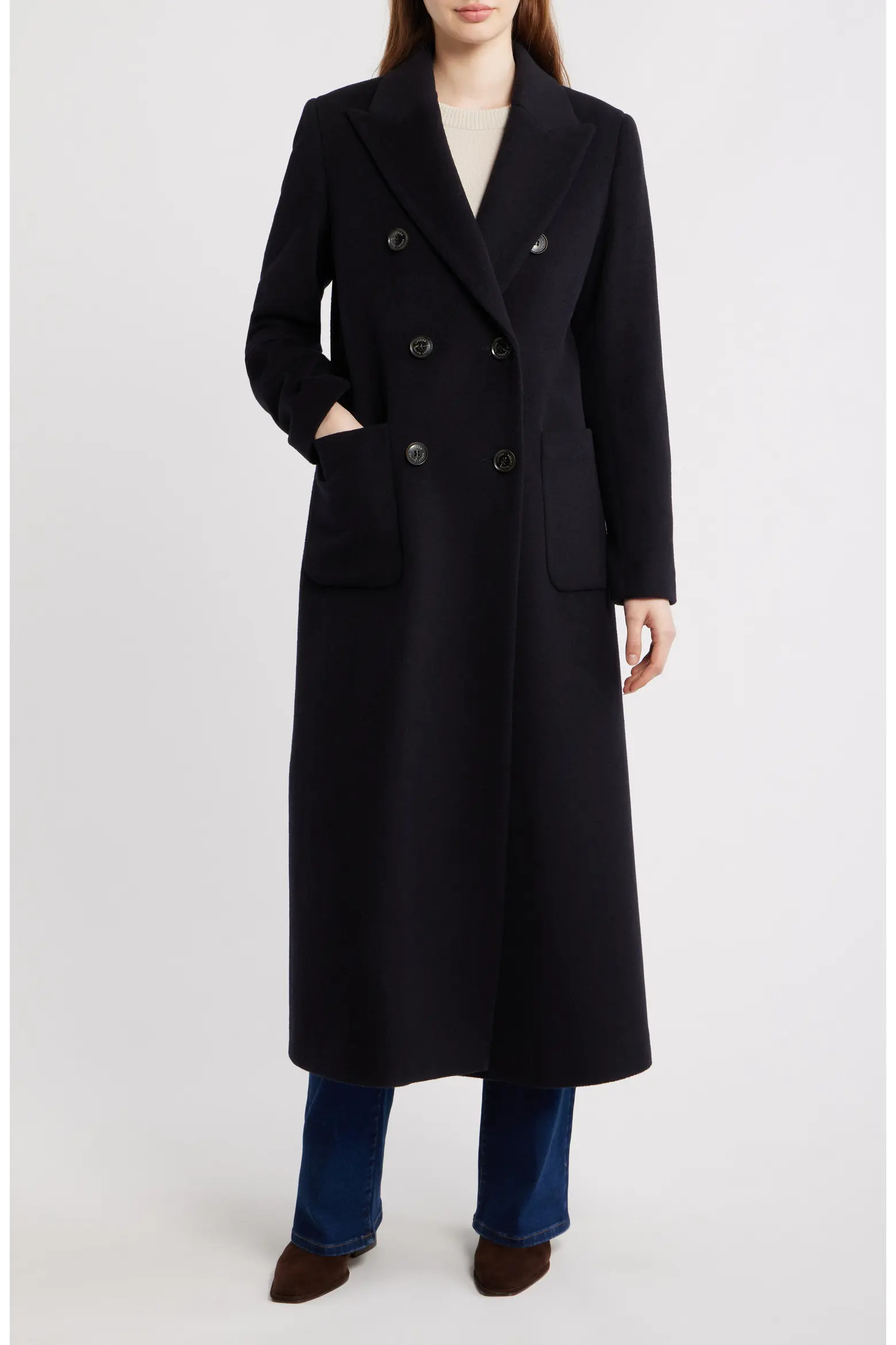Double Breasted Longline Wool Blend Coat (Women) | Nordstrom | Nordstrom