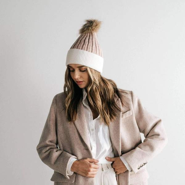 Erin Beanie - Blush and White | Gigi Pip