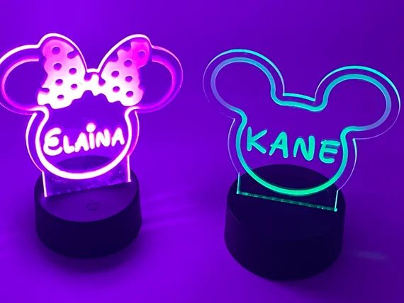Mickey or Minnie  Disney Inspired Homemade Personalized LED | Etsy | Etsy (US)