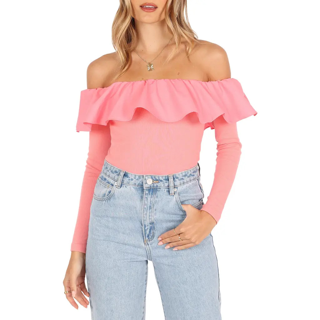 Petal & Pup Cloe Popover Off the Shoulder Top in Pink at Nordstrom Rack, Size 6 | Nordstrom Rack