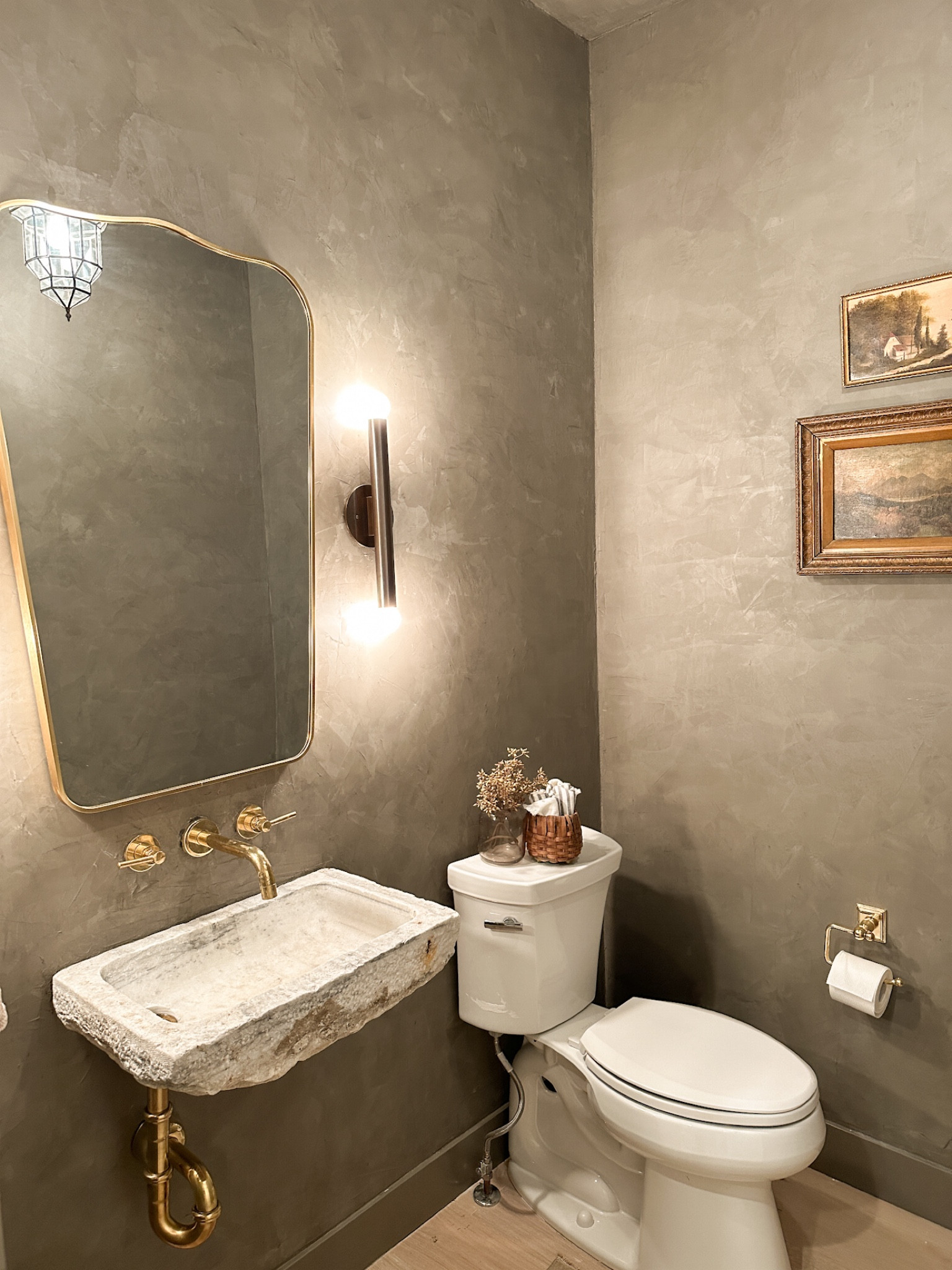 Moody powder bath reveal. 

Roman clay bathroom. Moody bathroom. Dark bathroom. Powder bathroom  

#LTKhome
