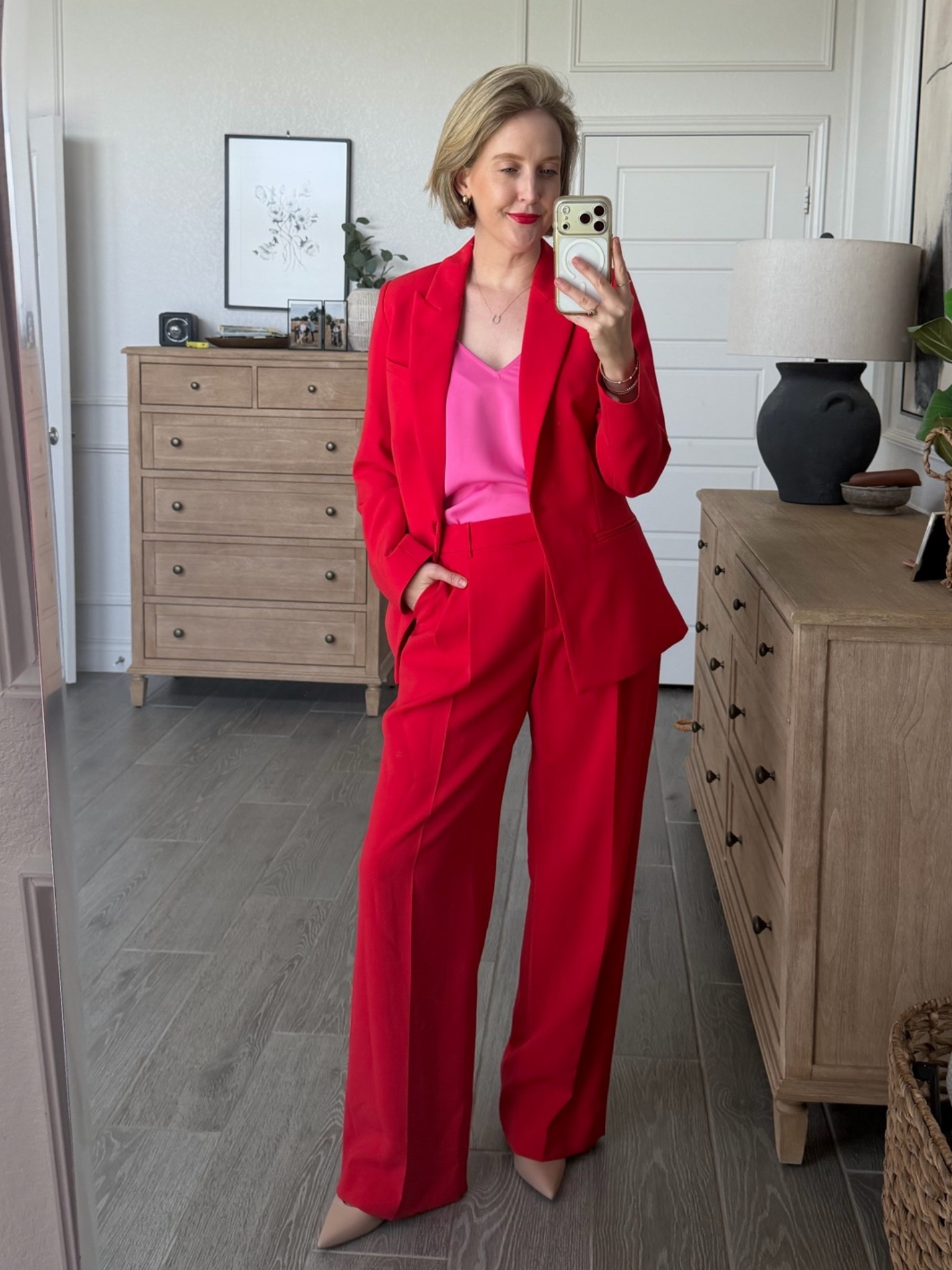 Sized up in pants to a 12, wearing an 8 in blazer

#womenssuit #workwear #workoutfit #workstyle #redsuit #hocspring

#LTKWorkwear