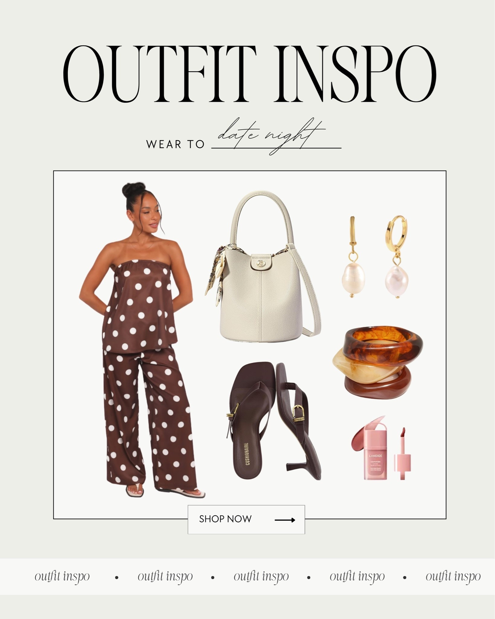 Date night // date night outfit // chocolate brown // polka dot // two piece set // pants // kitten heels

#LTKmomlife #LTKgrwm #LTKootd