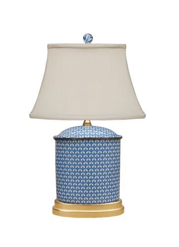 Table Lamp - Porcelain Blue White Fish Scale Jar Lamp Gold Base 19.5"H/12"W/100W  | eBay | eBay US