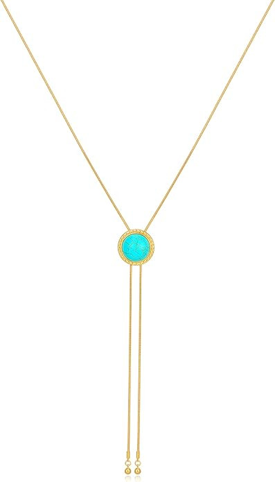 Western Cowgirl Necklace for Women Lariat Long Chain Hat Bull Head Turquoise Y Necklaces Cowboy B... | Amazon (US)