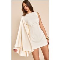 Cream Asymmetric Cape Mini Dress | PrettyLittleThing US