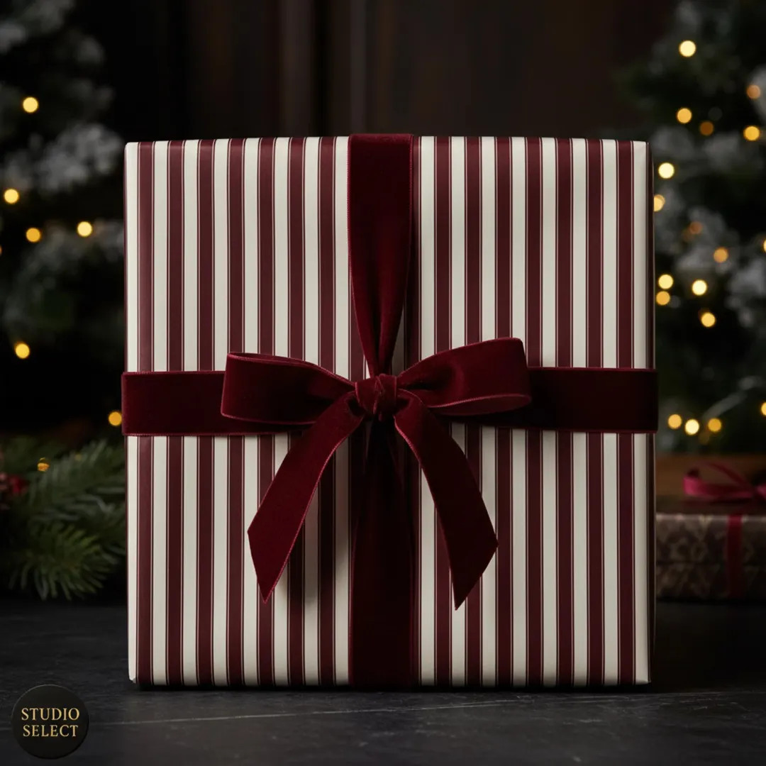 Classic Striped Wrapping Paper: Dark Burgundy Cream Gift Wrap for Holiday Occasions | Etsy (US)