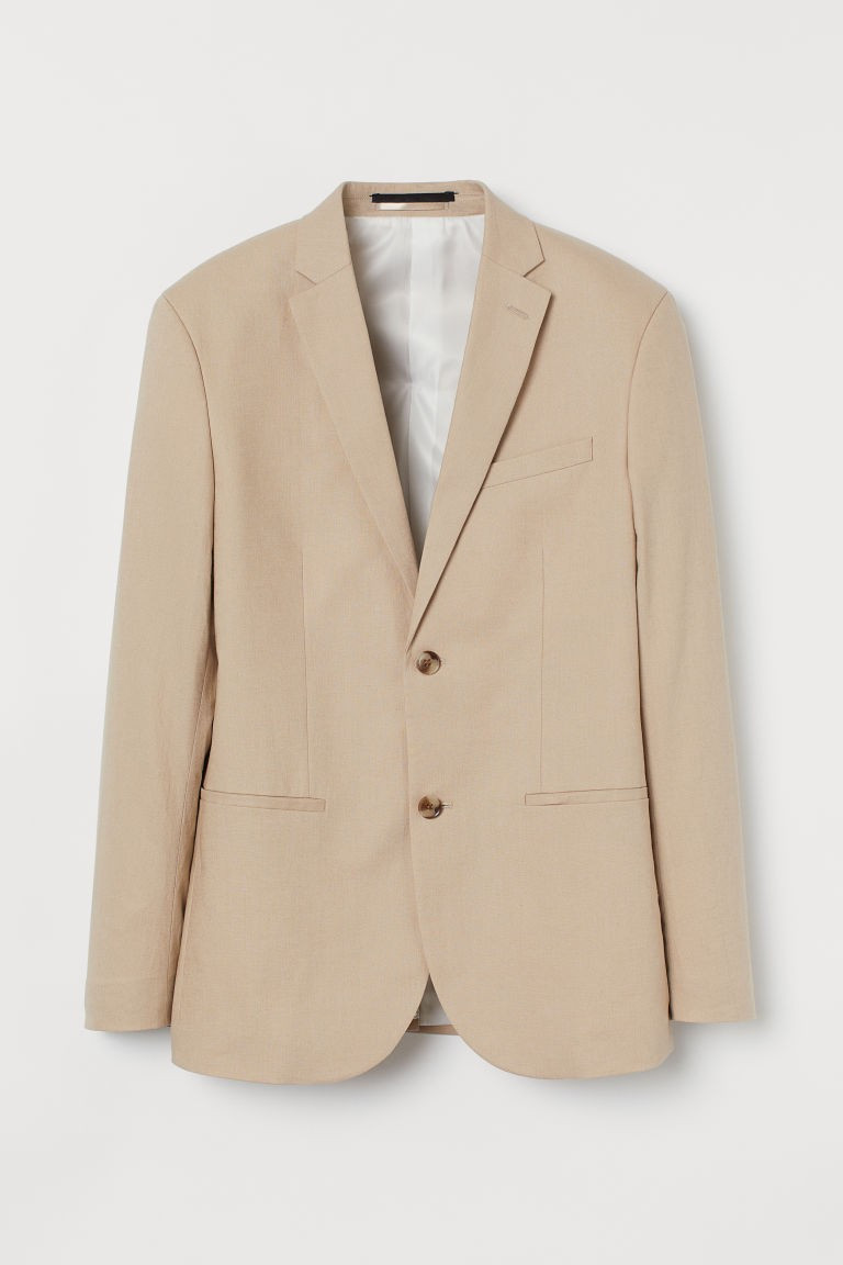 H & M - Slim Fit Linen-blend Blazer - Beige | H&M (US + CA)