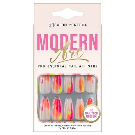 Salon Perfect Modern Art Color Paint Strokes Nail Set File & Glue Included 30 Pieces | Walmart (US)