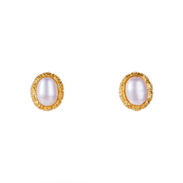 Vicky Stud Earrings - Pearl | Christina Greene 