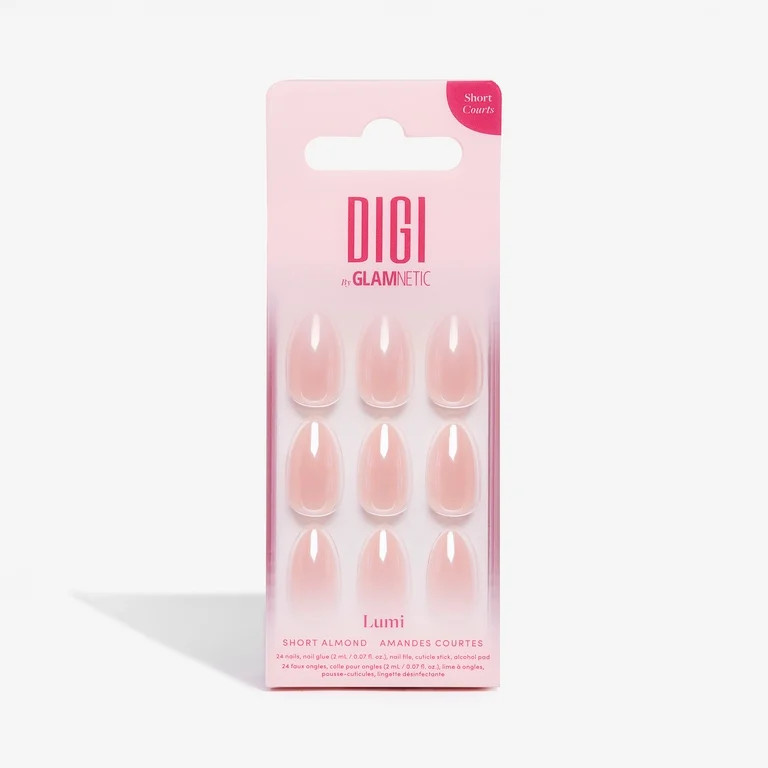 DIGI by Glamnetic Short Almond Artificial Press-on Nails, Lumi, 24 Pieces | Walmart (US)