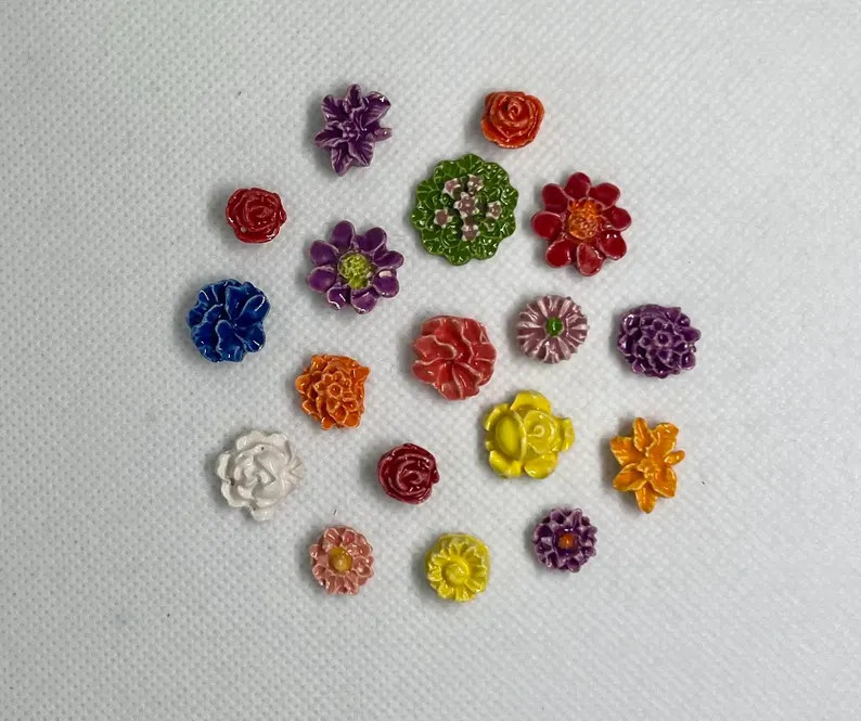 Tiny Ceramic Flowers - Etsy | Etsy (US)