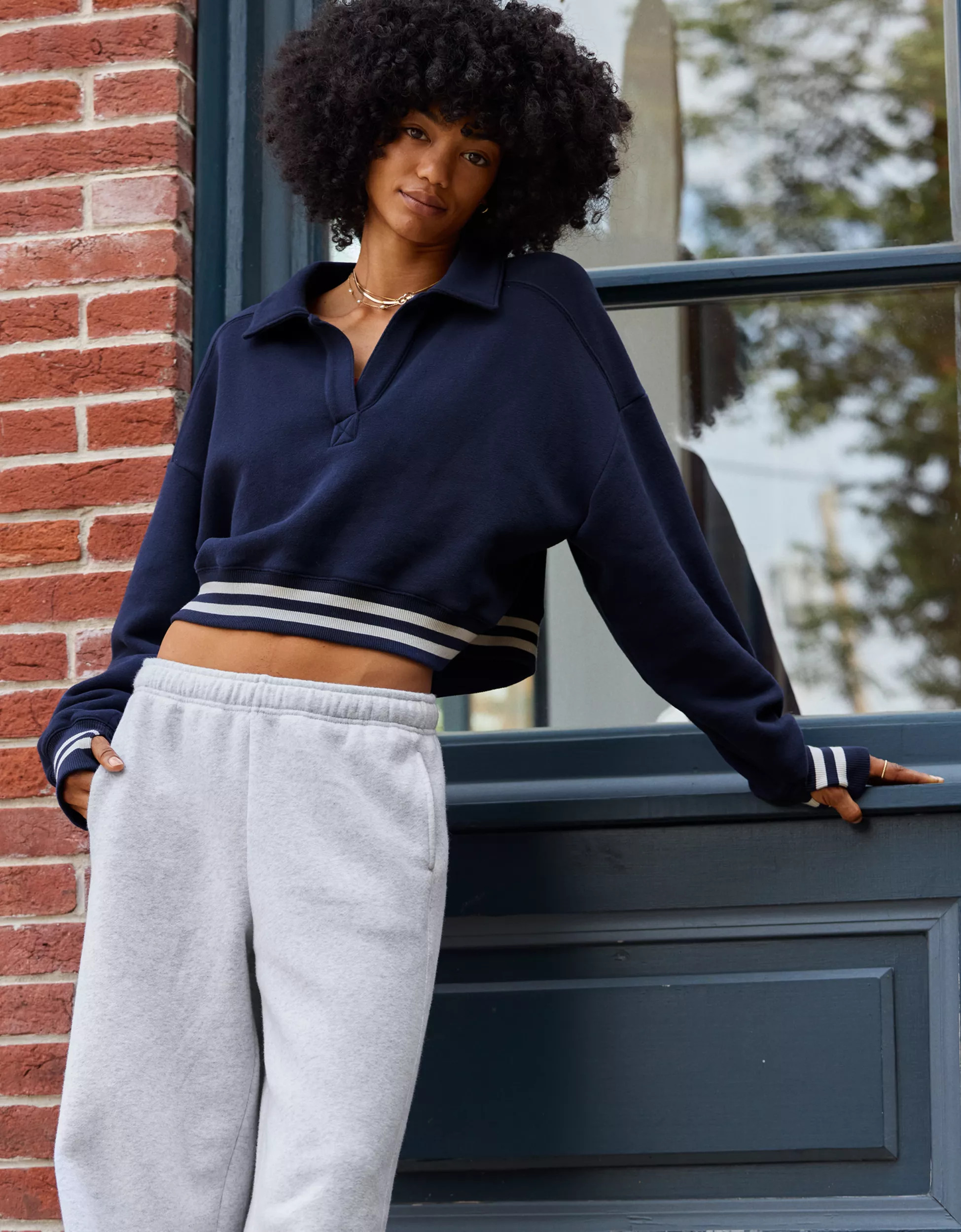 OFFLINE By Aerie Cloud Fleece Polo Sweatshirt | Aerie