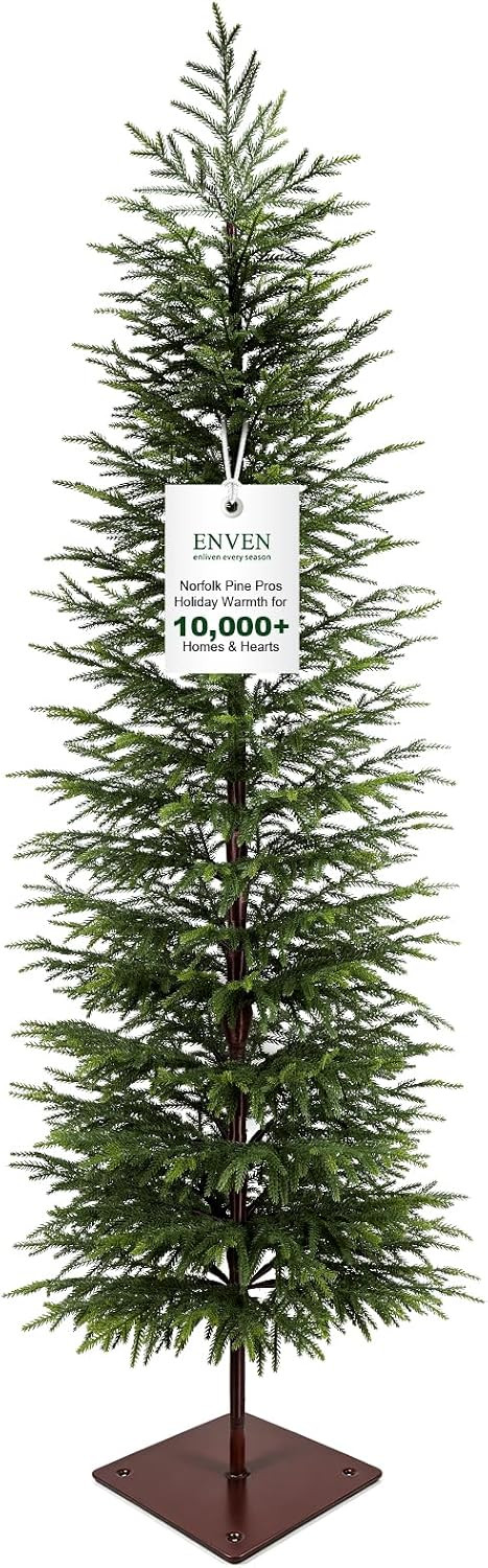 6FT Unlit Artificial Norfolk Pine Tree, Real-Touch PE Material, Family & Pet Friendly, Faux Slim Christmas Tree with Heavy-Duty Base for Indoor Outdoor Decor | Amazon (US)