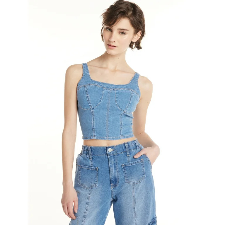 Madden NYC Juniors’ Denim Bustier Top, Sizes XS-XXXL | Walmart (US)