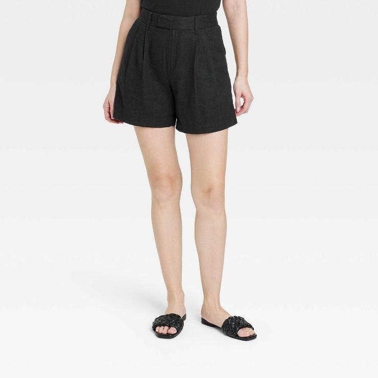 Women's High-Rise Linen Tailored Shorts - A New Day™ | Target