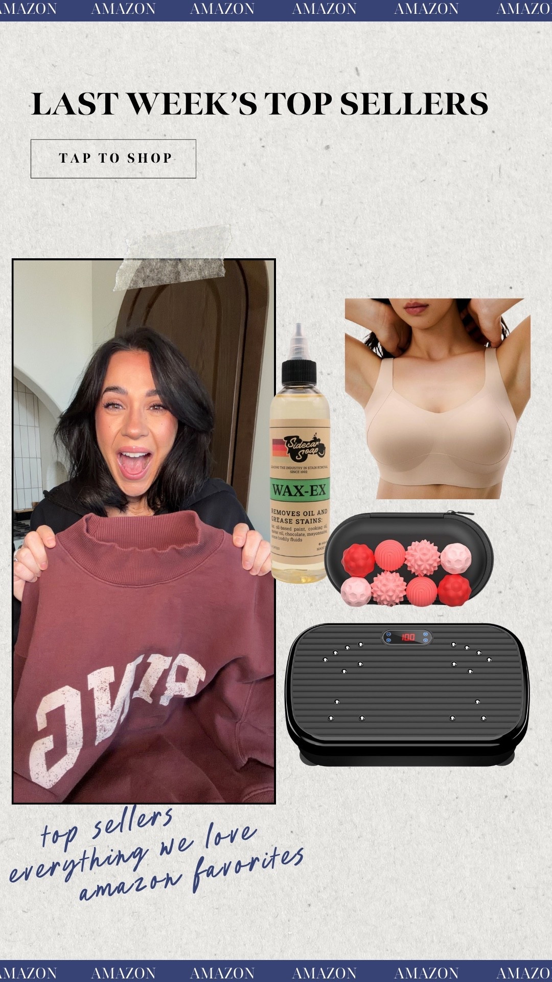 Last weeks top Amazon sellers! The best wire free bra, vibration plate, fidget balls, and the only thing that's gotten oil stains out of my clothes is back in stock! 

#LTKHome #LTKselfcare #LTKSeasonal