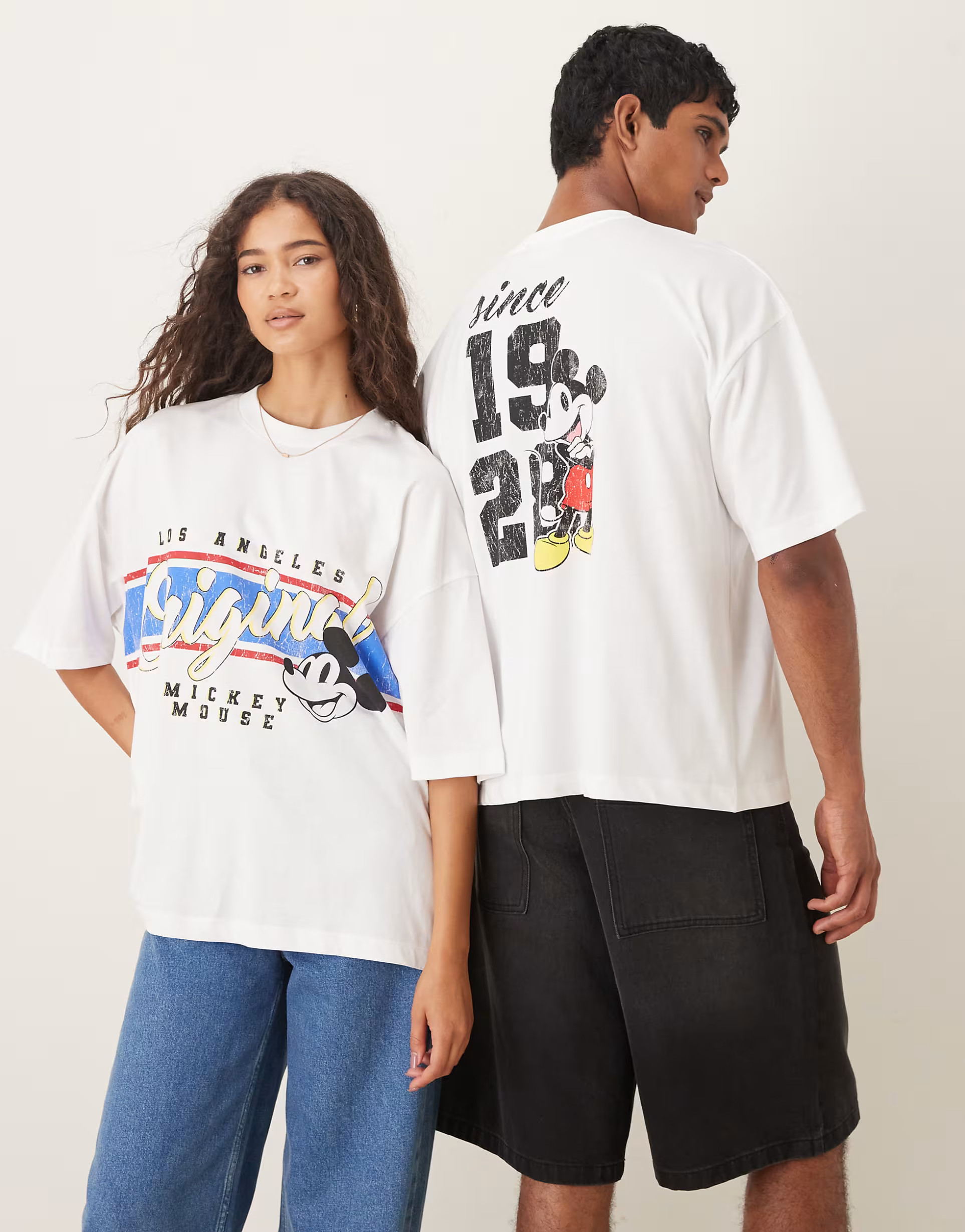 ASOS DESIGN Disney unisex oversized t-shirt with Mickey Mouse print in white | ASOS | ASOS (Global)