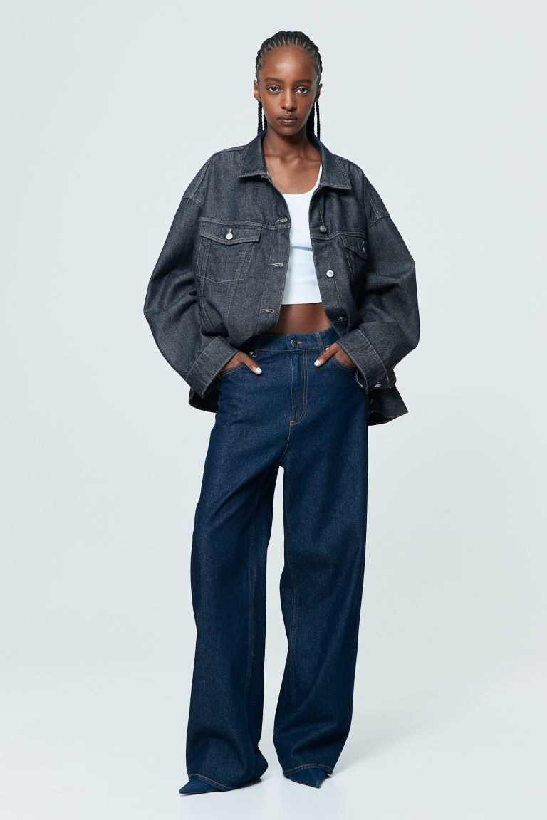 Oversized Denim Jacket - Dark denim blue - Ladies | H&M US | H&M (US + CA)