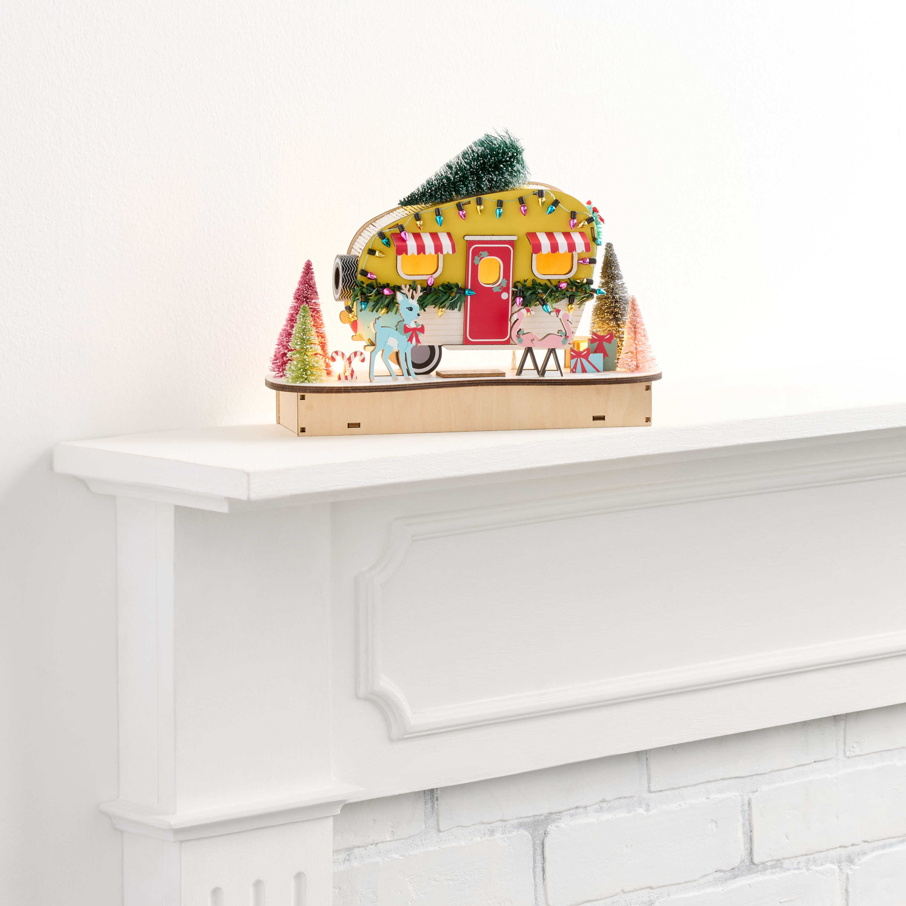 Laser Cut Wood Mid Century Trailer LED Light Up Decor | World Market