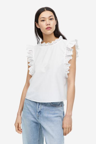 Blouse with Eyelet Embroidery | H&M (US + CA)