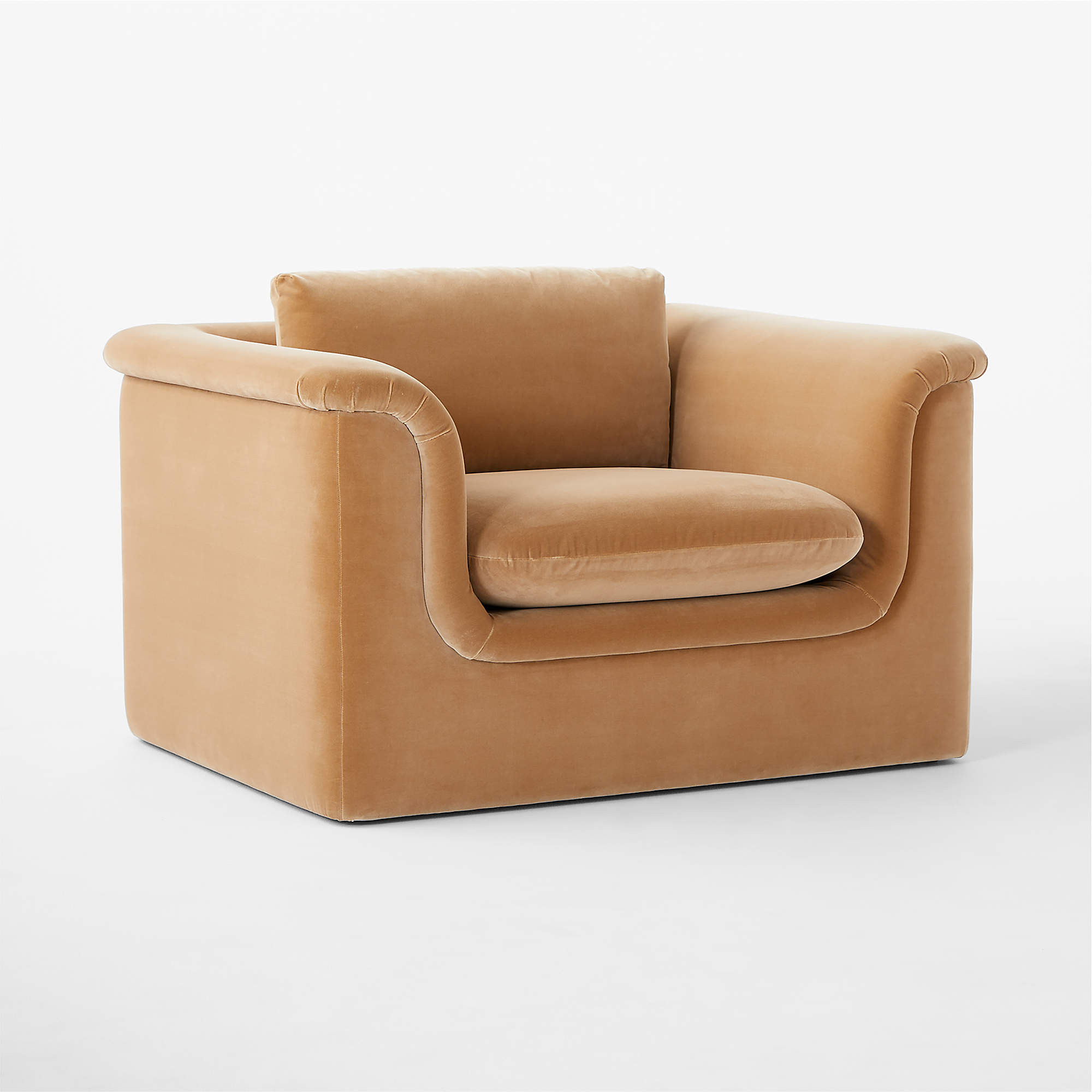 Mardones Camel Brown Velvet Lounge Chair + Reviews | CB2 | CB2