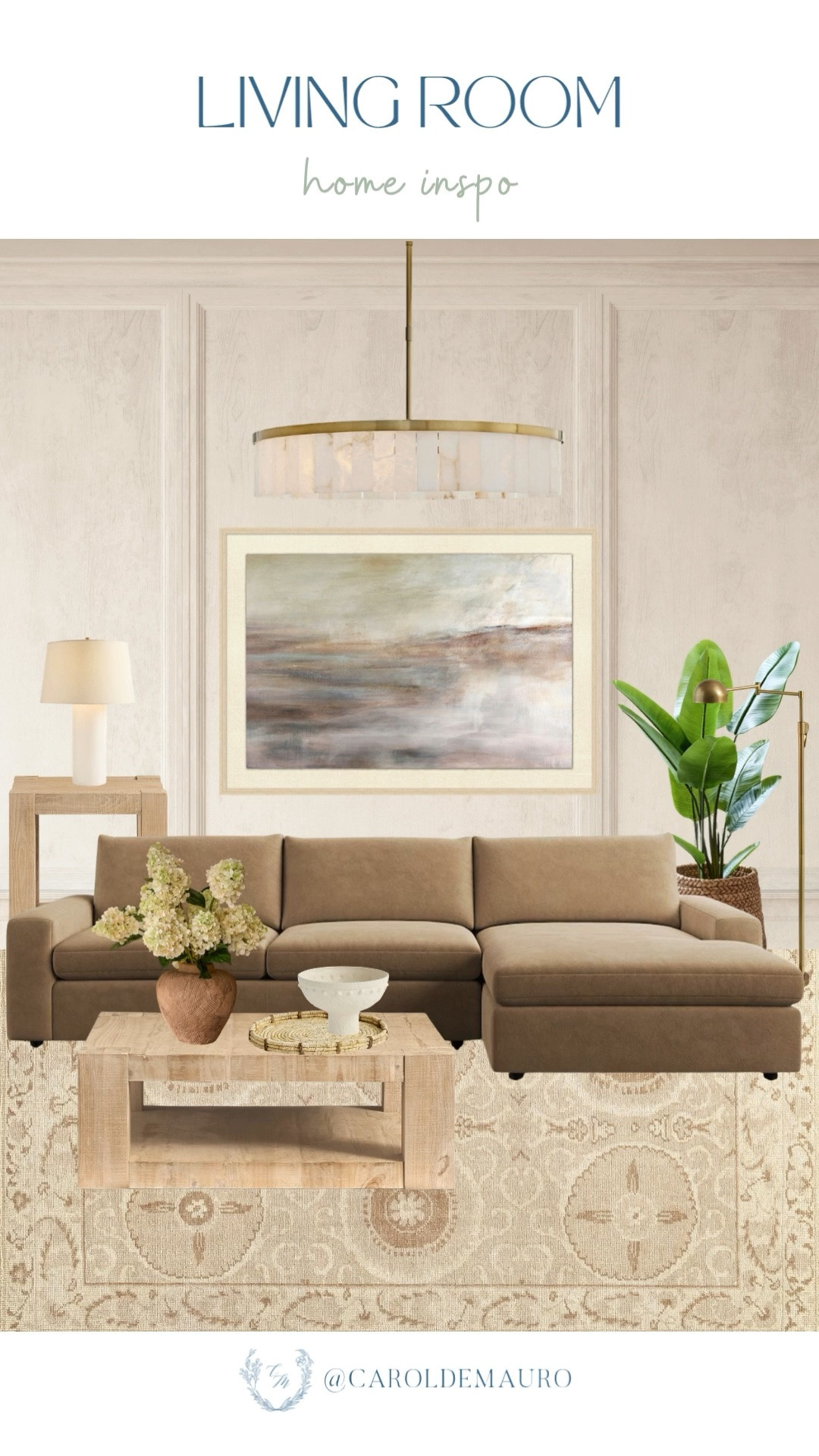 A warm neutral living room with a statement art piece and that gorgeous sectional is the kind of space you never want to leave.

living room inspo, neutral home, home decor,  interior design, furniture finds

#LTKHome