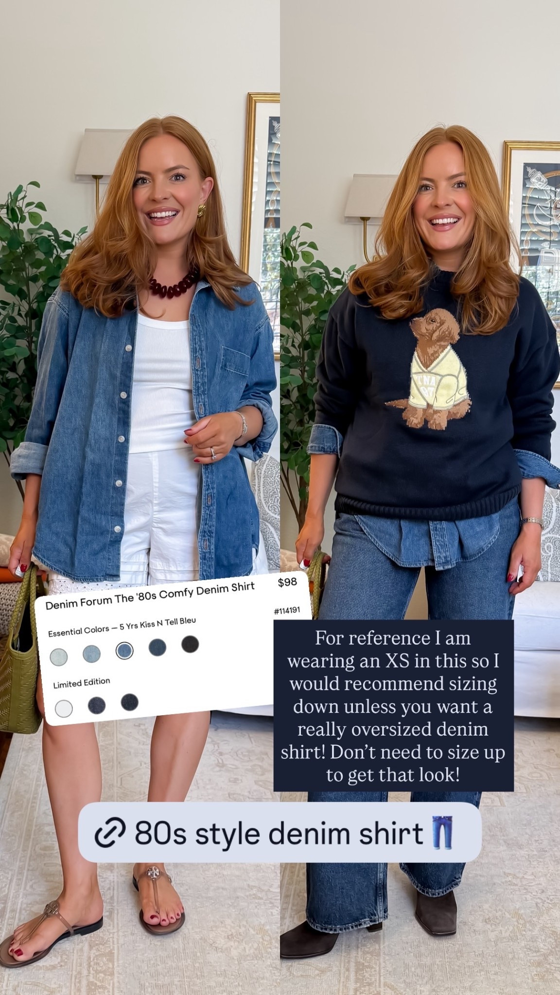 @aritzia  For reference I am wearing an XS in this so I would recommend sizing down unless you want a really oversized denim shirt! Don’t need to size up to get that look!