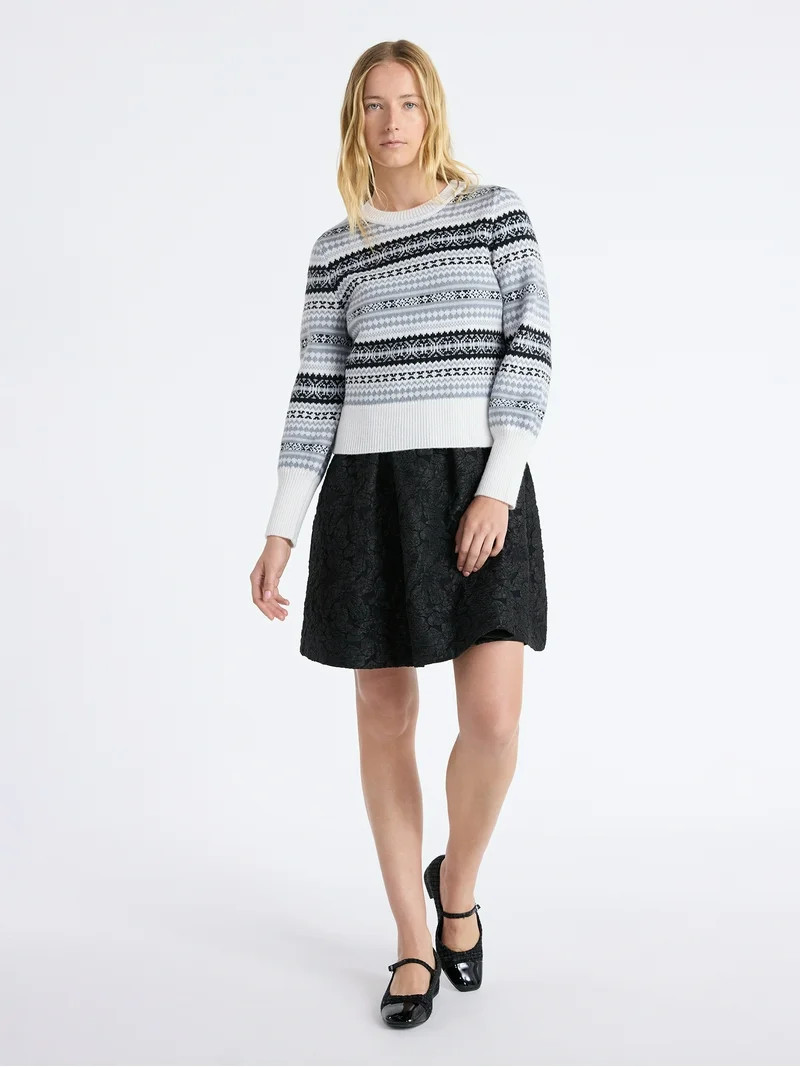 Free Assembly Women's and Women’s Plus Fair Isle Pullover Sweater with Tall Cuffs, Midweight, S... | Walmart (US)