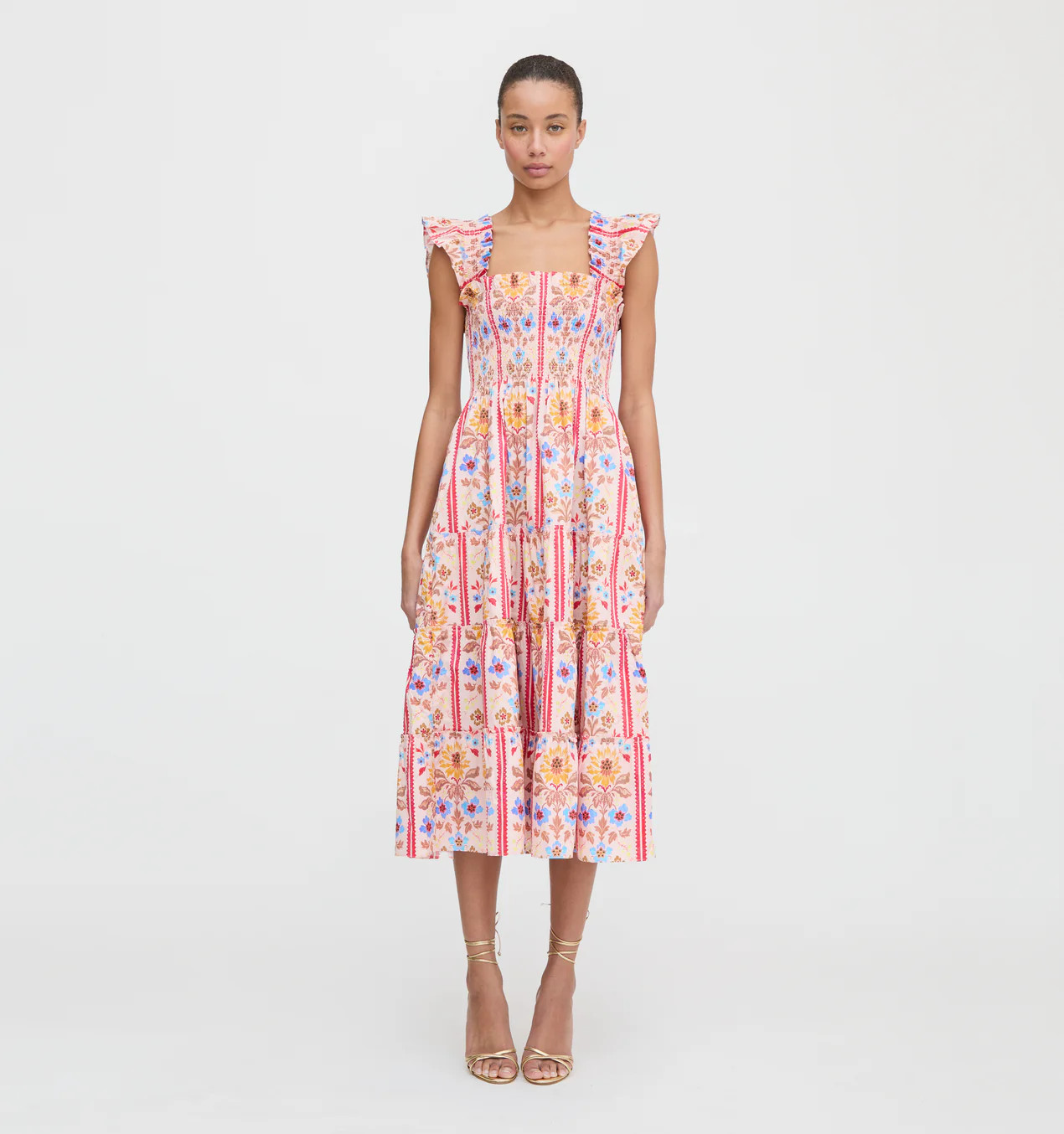The Ellie Nap Dress - Pink Floral Block Stripe | Hill House Home US