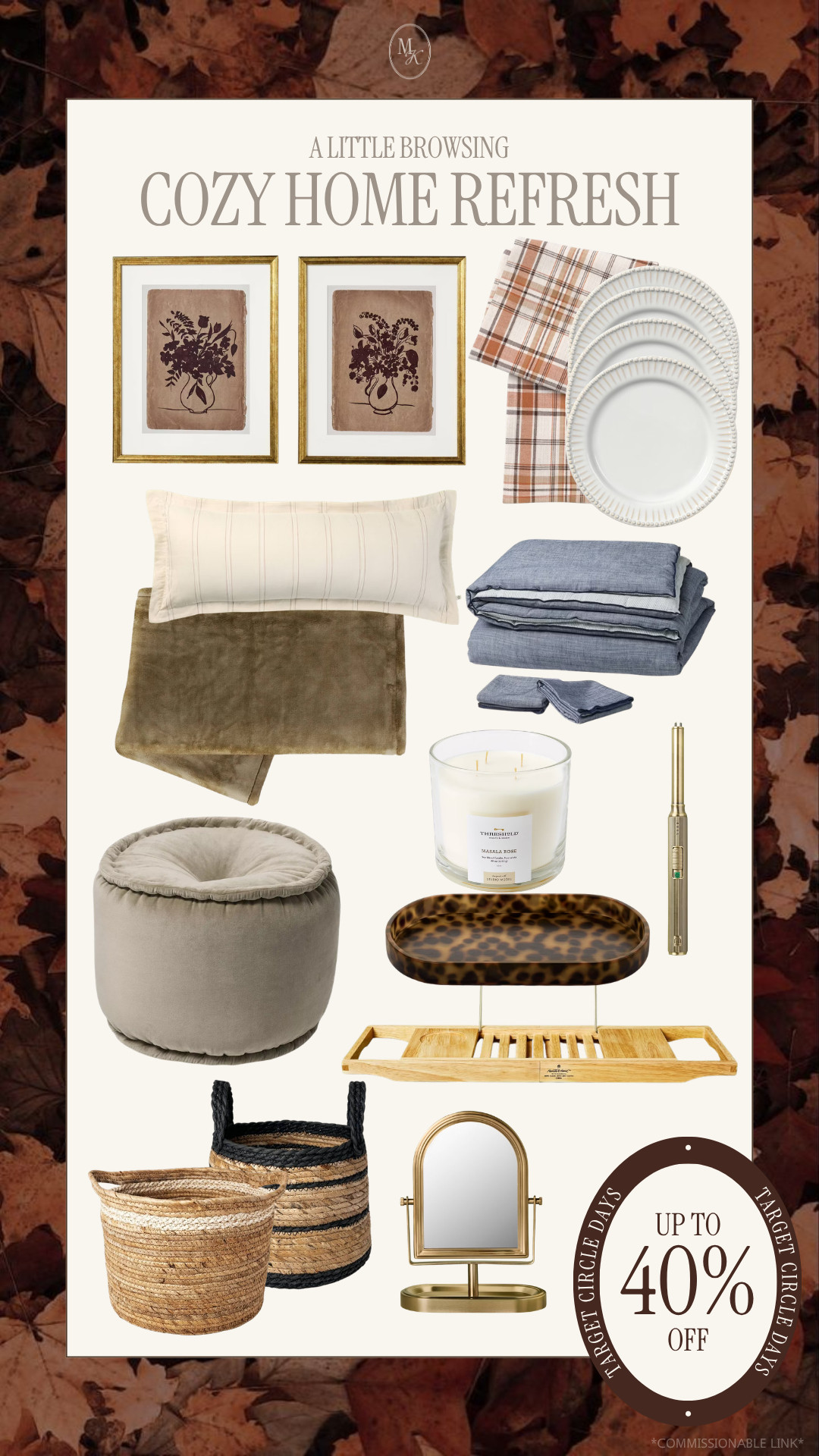 Target Fall Home Refresh, 40% off!

target, home decor, fall home decor, cozy fall, thanksgiving decor, fall bedding, fall bathroom decor 

 #LTKHome #LTKSaleAlert