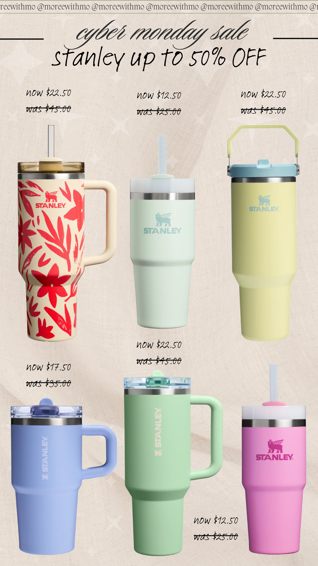 The Stanley Cyber Monday sale is offering up to 50% off select quenchers! Some are as low as $12! the perfect time to stock up on Christmas gifts! 

Gift Guide
Christmas gifts
gifts for him
gifts for her
white elephant
gifts under $25 

 #LTKCyberWeek #LTKGiftGuide #LTKHoliday