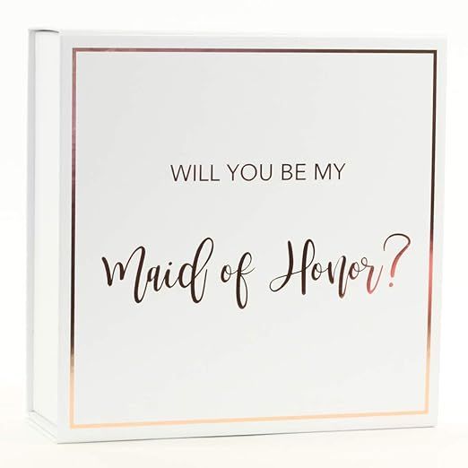 Andaz Press Maid of Honor Proposal Box, Real Rose Gold Foil, Set of 1 Pack DIY Bridal Party Gift ... | Amazon (US)
